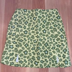 green flower mini skirt